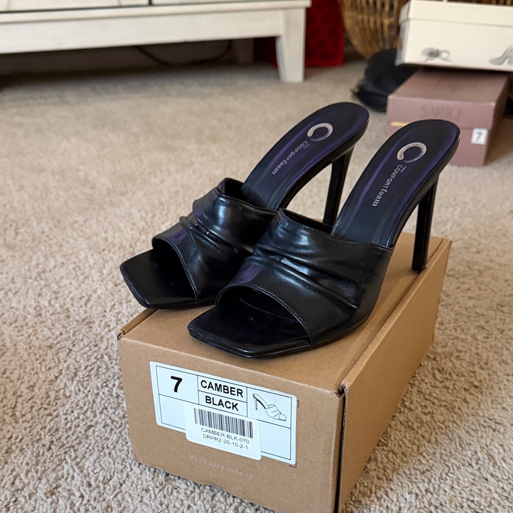 Calvin Klein Black Open-Toe Heels